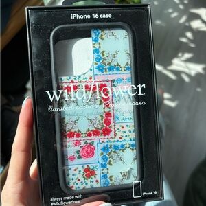 Wildflower Floral Patchwork iPhone 16 Case in Blue, Pink & Green